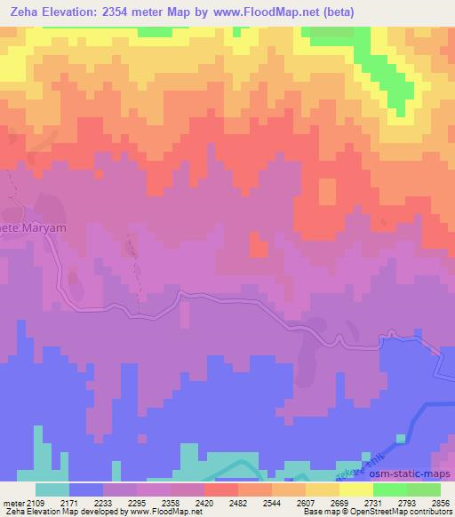 Zeha,Ethiopia Elevation Map