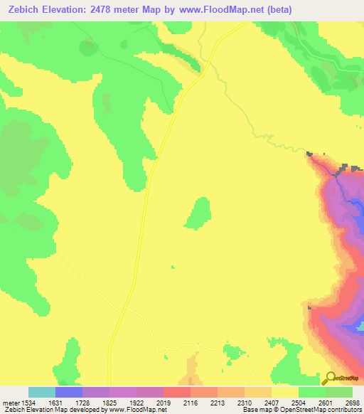 Zebich,Ethiopia Elevation Map