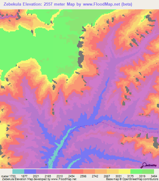 Zebekula,Ethiopia Elevation Map