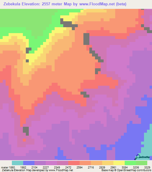 Zebekula,Ethiopia Elevation Map