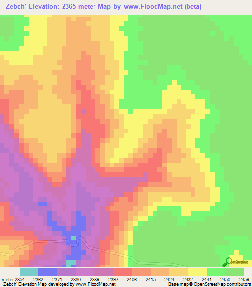Zebch',Ethiopia Elevation Map
