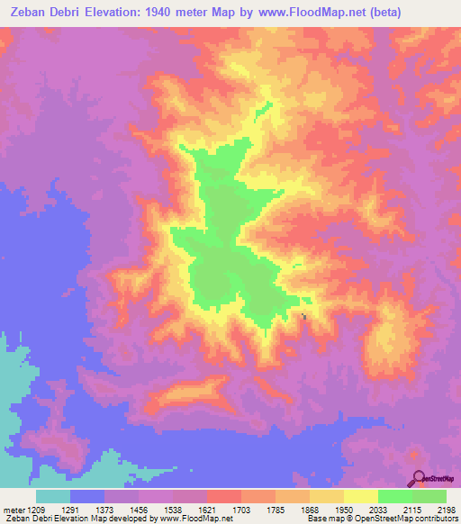 Zeban Debri,Eritrea Elevation Map