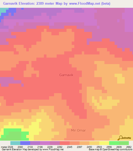 Garnavik,Iran Elevation Map