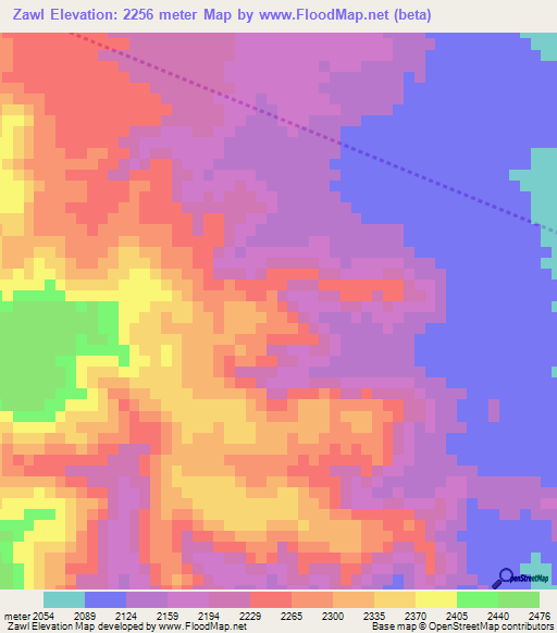 Zawl,Eritrea Elevation Map