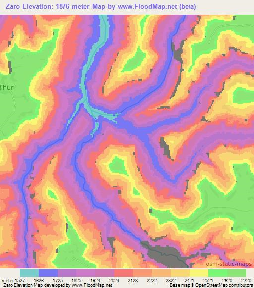 Zaro,Ethiopia Elevation Map