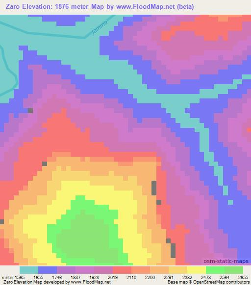Zaro,Ethiopia Elevation Map