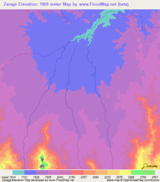 Zarage,Ethiopia Elevation Map