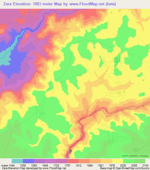 Zara,Ethiopia Elevation Map