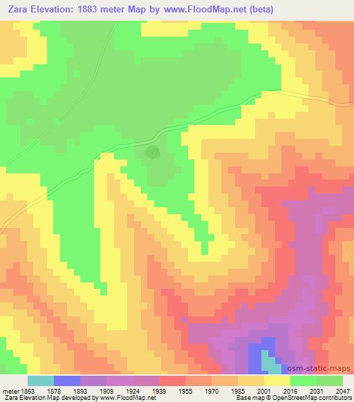 Zara,Ethiopia Elevation Map