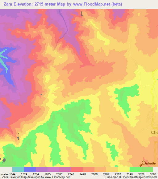 Zara,Ethiopia Elevation Map