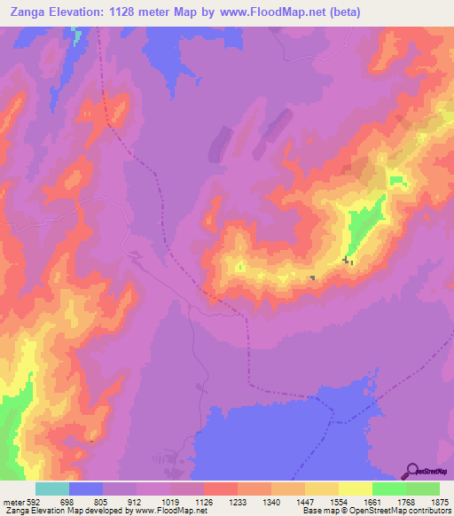 Zanga,Ethiopia Elevation Map