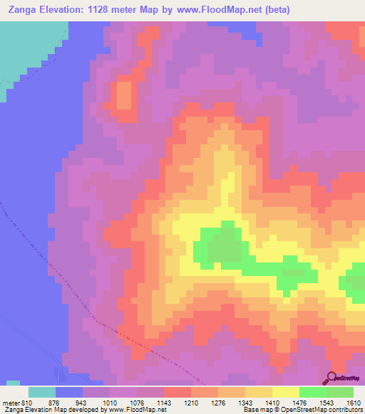 Zanga,Ethiopia Elevation Map