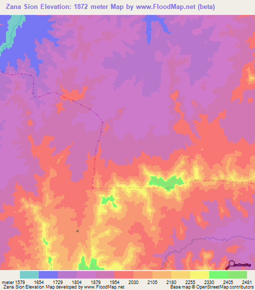 Zana Sion,Ethiopia Elevation Map