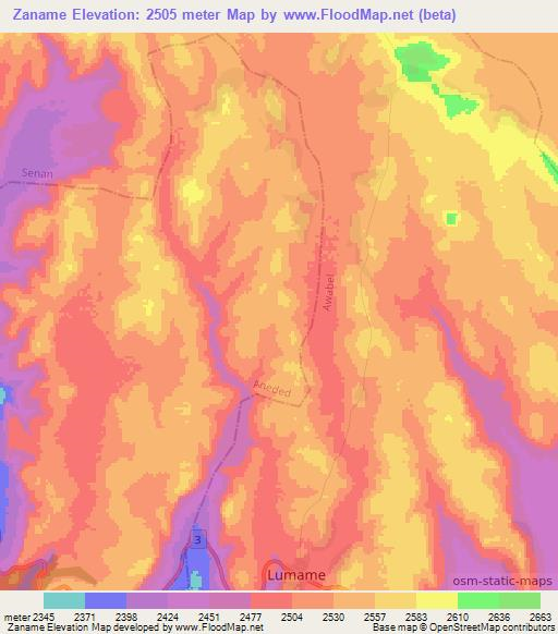 Zaname,Ethiopia Elevation Map