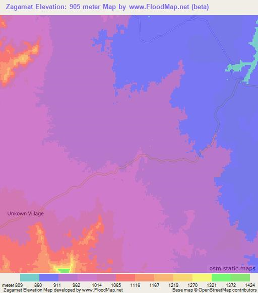 Zagamat,Ethiopia Elevation Map