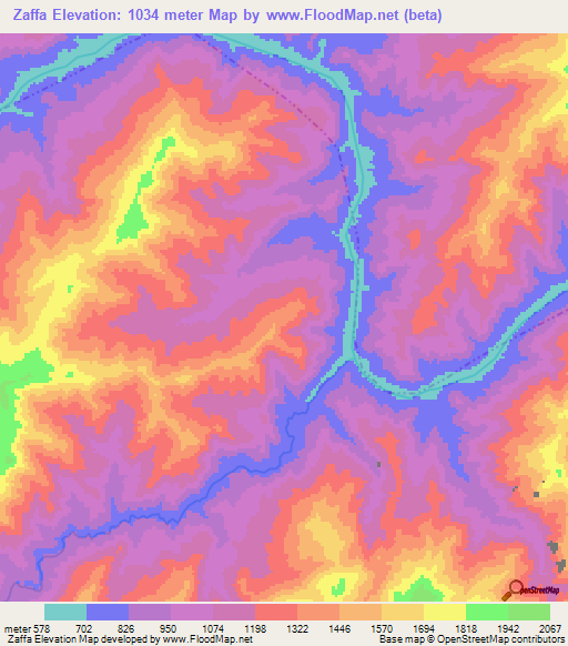 Zaffa,Ethiopia Elevation Map