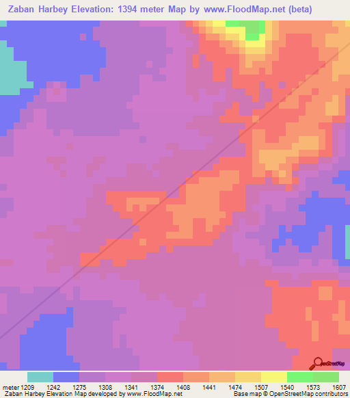 Zaban Harbey,Ethiopia Elevation Map