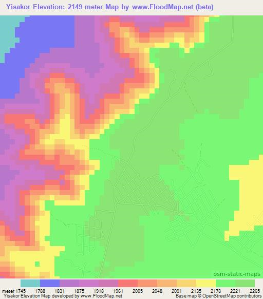 Yisakor,Ethiopia Elevation Map