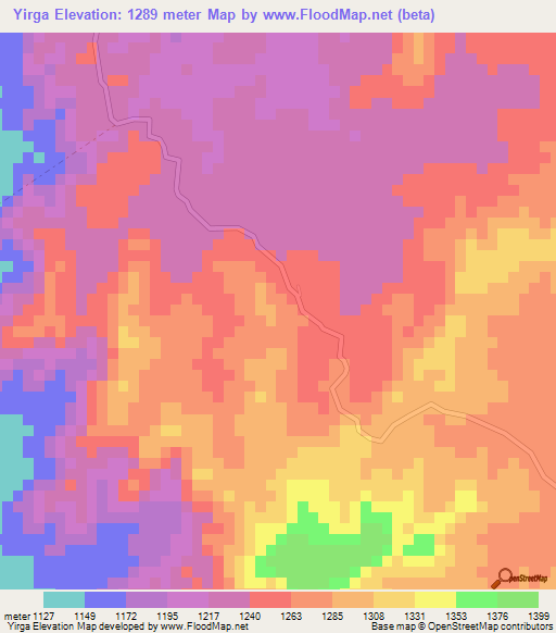 Yirga,Ethiopia Elevation Map