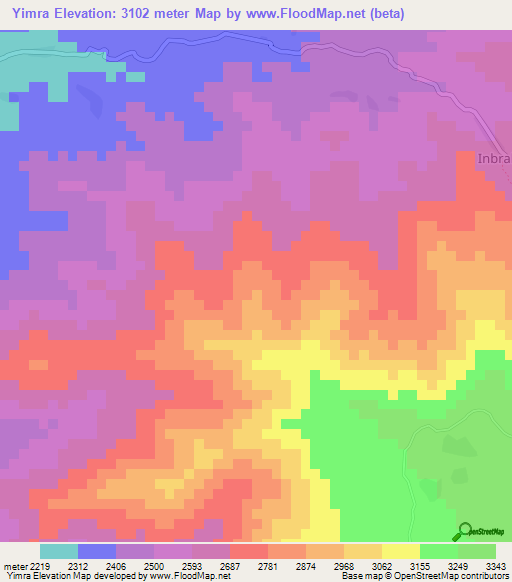 Yimra,Ethiopia Elevation Map