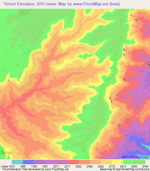 Yimod,Ethiopia Elevation Map