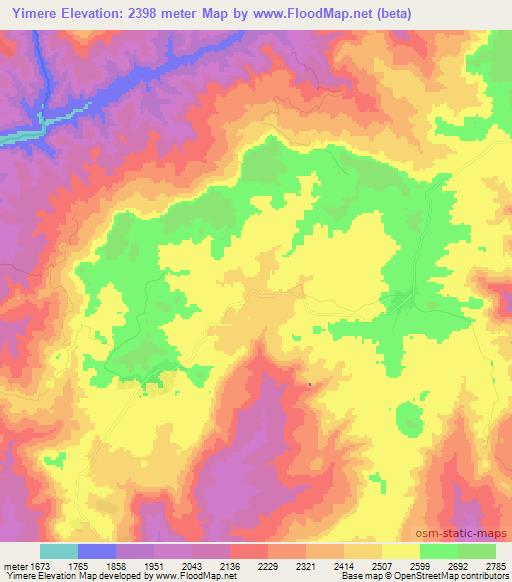 Yimere,Ethiopia Elevation Map