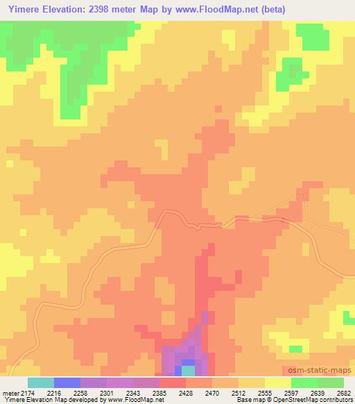 Yimere,Ethiopia Elevation Map