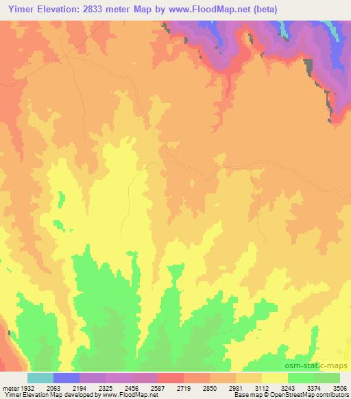 Yimer,Ethiopia Elevation Map