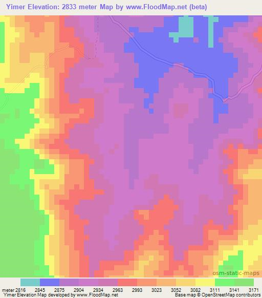 Yimer,Ethiopia Elevation Map