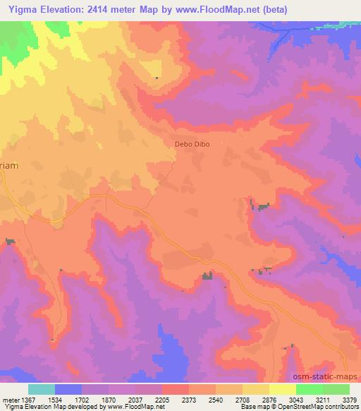 Yigma,Ethiopia Elevation Map
