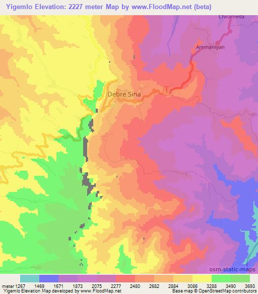 Yigemlo,Ethiopia Elevation Map