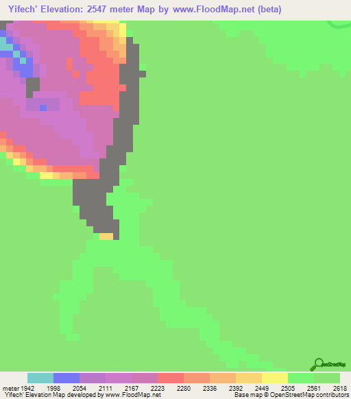 Yifech',Ethiopia Elevation Map