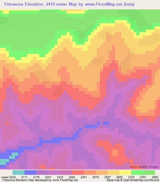 Yidowona,Ethiopia Elevation Map