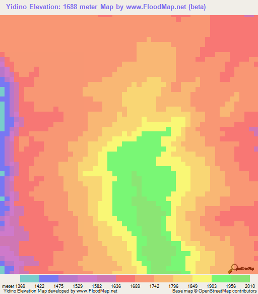 Yidino,Ethiopia Elevation Map