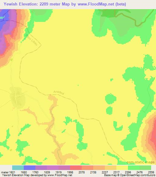 Yewish,Ethiopia Elevation Map