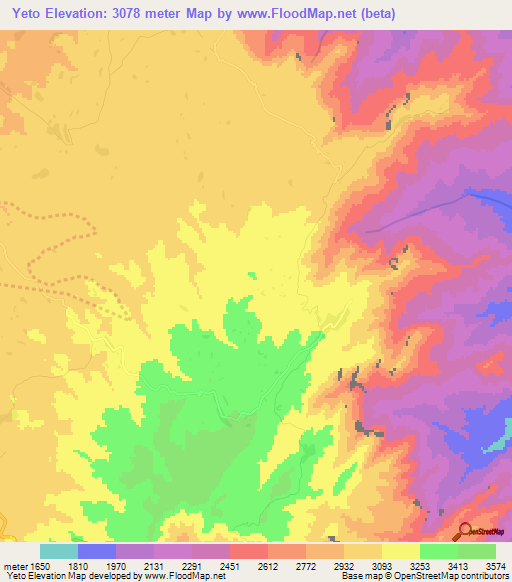 Yeto,Ethiopia Elevation Map