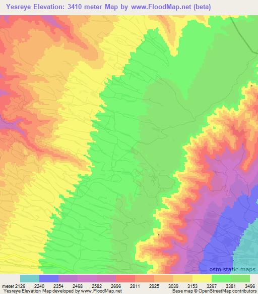 Yesreye,Ethiopia Elevation Map