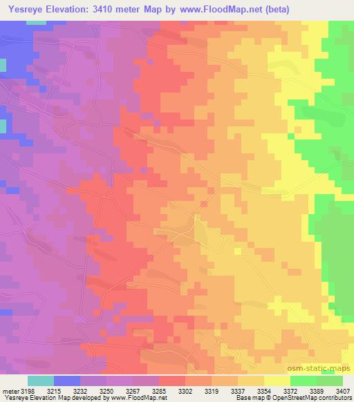 Yesreye,Ethiopia Elevation Map