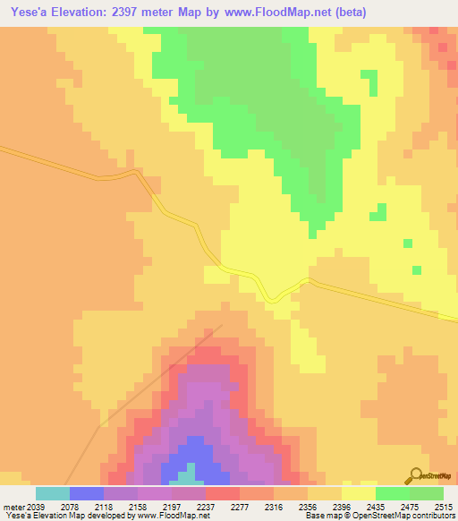 Yese'a,Ethiopia Elevation Map