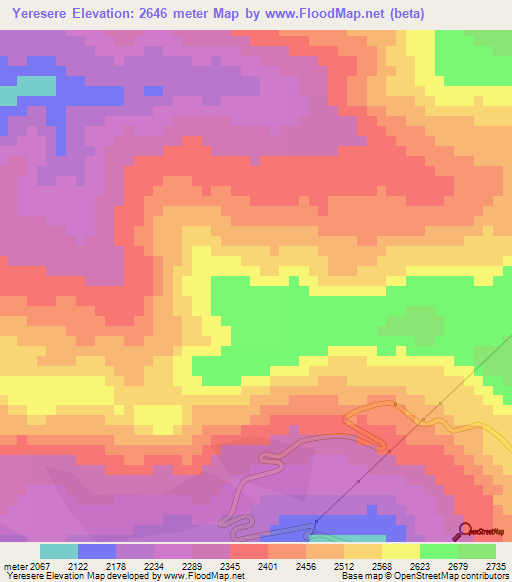 Yeresere,Ethiopia Elevation Map