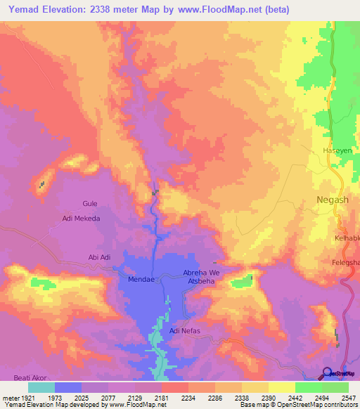 Yemad,Ethiopia Elevation Map