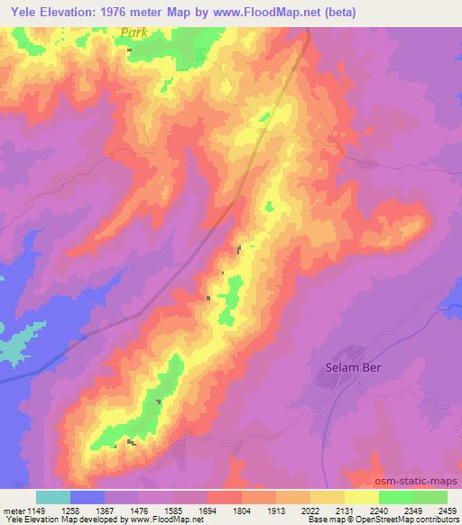 Yele,Ethiopia Elevation Map
