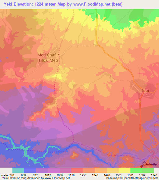 Yeki,Ethiopia Elevation Map