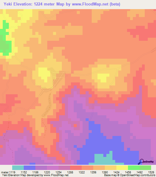 Yeki,Ethiopia Elevation Map