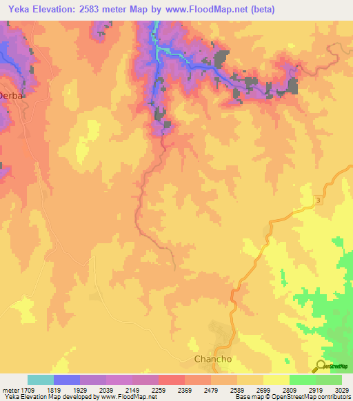 Yeka,Ethiopia Elevation Map