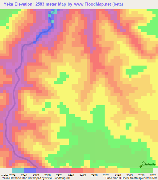 Yeka,Ethiopia Elevation Map