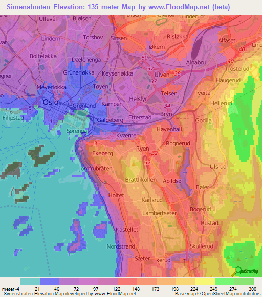 Simensbraten,Norway Elevation Map