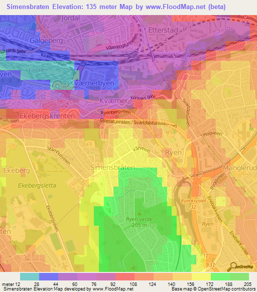 Simensbraten,Norway Elevation Map
