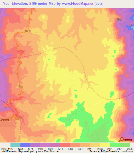 Yedi,Ethiopia Elevation Map