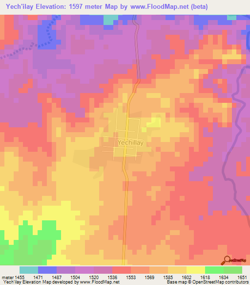 Yech'ilay,Ethiopia Elevation Map